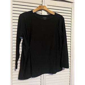 ELIZABETH & CLARKE Women's Size Large L Blouse‎ Shirt Top Long Sleeve Tee Black